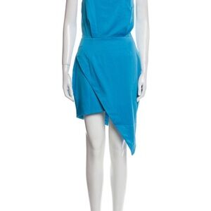 Chic Blue Asymmetrical Dress